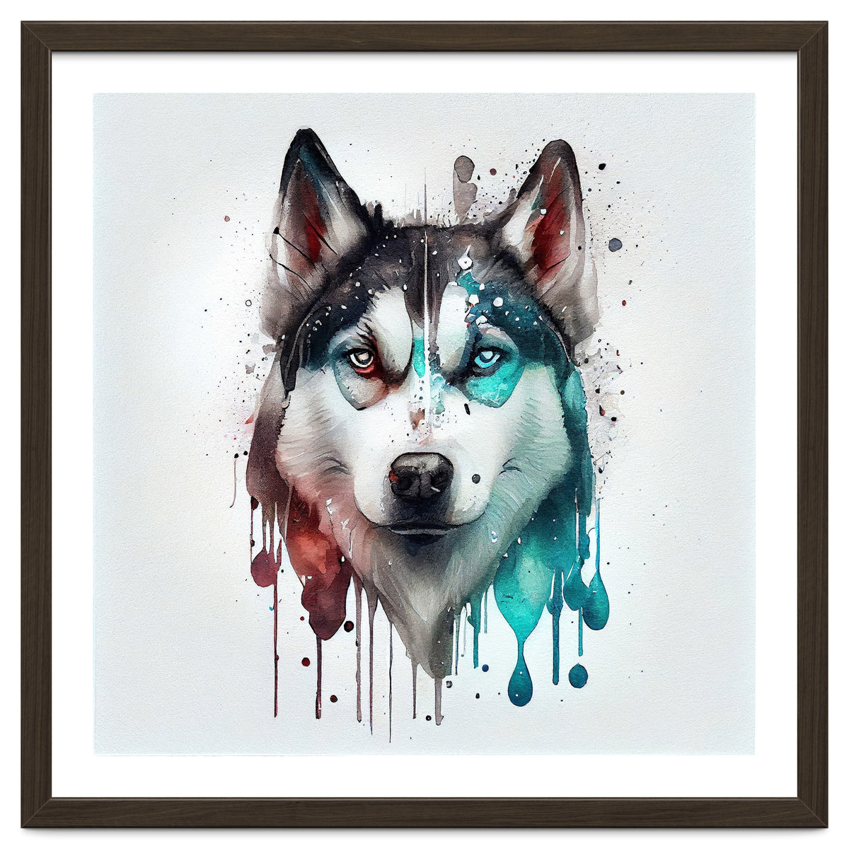 Watercolor Siberian Husky Dog