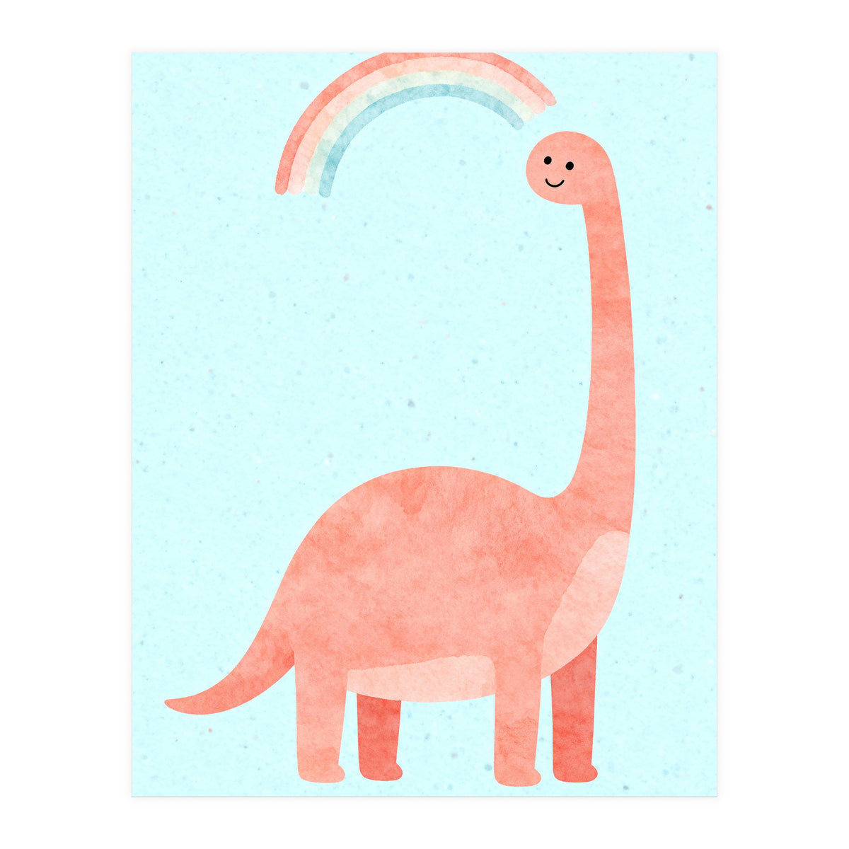 Rainbow Dinosaur Nursery Art, Cute diplodocus Watercolor, Pink Dino Illustration (Print Only)