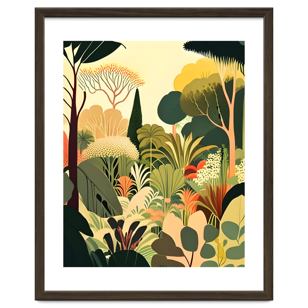 Pastel Garden, Botanical Nature Plants Jungle, Bohemian Eclectic Forest Illustration