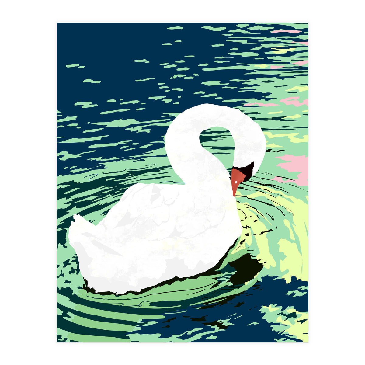 Self Reliance, Swan Birds Painting, Self Esteem Self Love Positivity, Proud Freedom Independence Wildlife Animals (Print Only)