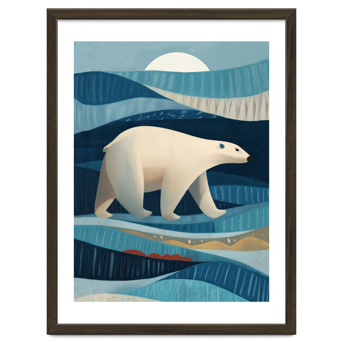 Polar Bear In The Blue Arctic