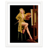 Young And Beautiful Woman Posing In Front Of The Painting Canvas thumbnail