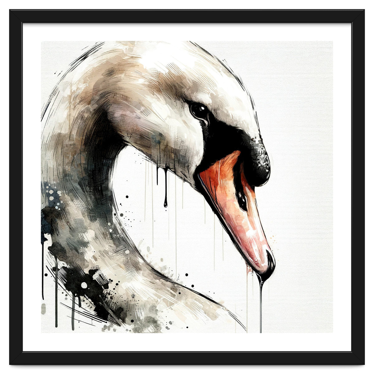 Watercolor Swan Portrait