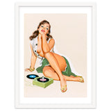 Sexy Pinup Woman Posing With Record Player thumbnail