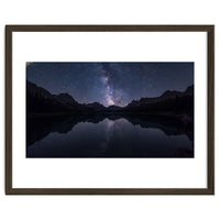 Starlit Reflection: Milky Way Over Mountain Lake