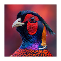 Close Up Pheasant Bird Head Detailed Feathers (Print Only)