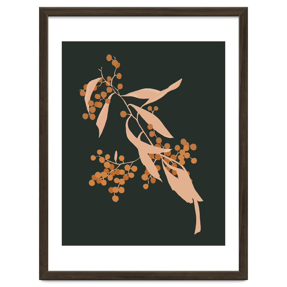 The Blooming Touch, Botanical Vintage Illustration, Dark Blush Bohemian Painting, Plants Nature Eclectic Classy Scandinavian