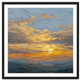 Atmospheric Golden Sunset Impasto Oil Painting Featuring Textured Clouds thumbnail