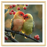 Two Lovebirds Sitting On A Branch thumbnail