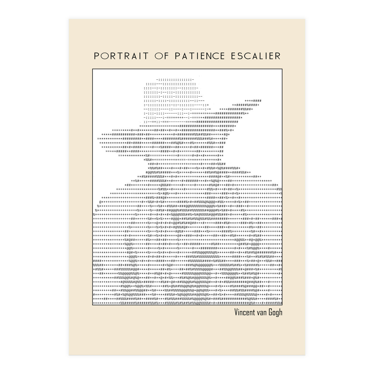 Portrait of Patience Escalier (1888) - Vincent van Gogh(ascii art)  (Print Only)