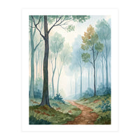 Ethereal Misty Forest Watercolor Art Print (Print Only)