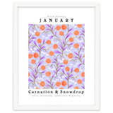 Carnations And Snowdrop January Birth Flower Floral Print thumbnail