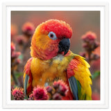 Close Up Of A Sun Conure Parrot With Bright Feathers thumbnail