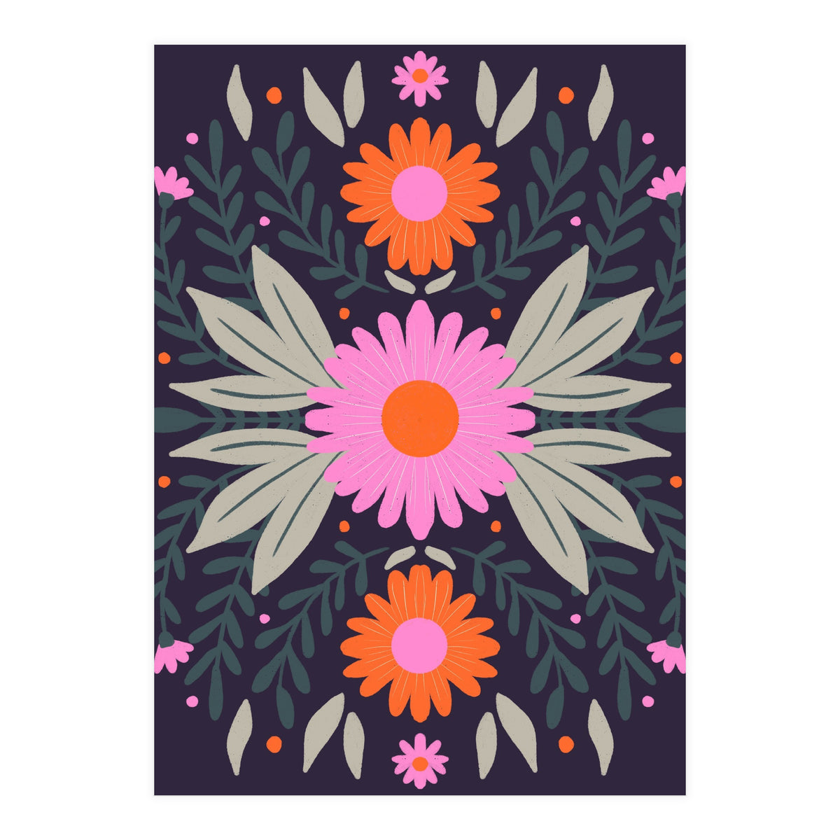 Pink And Orange Flowers (Print Only)