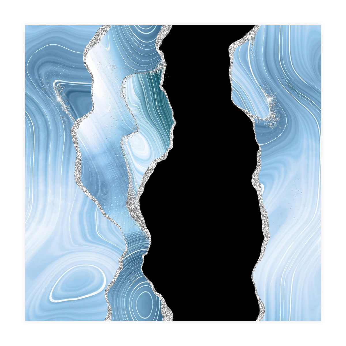 Blue & Silver Agate Glitter Texture 01 (Print Only)