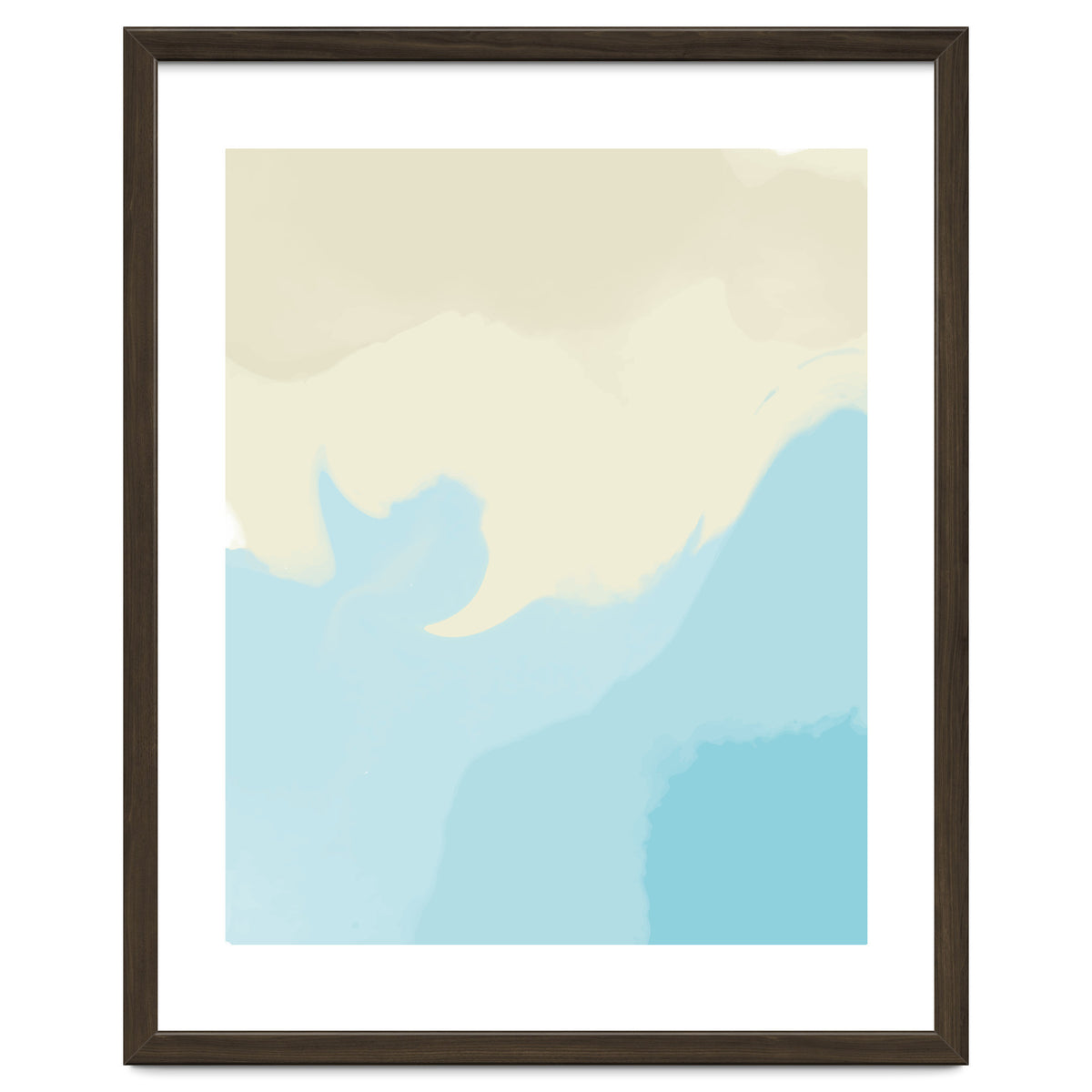 Mellow, Abstract Powder Blue Pastel Pearl Painting, Modern Simple Minimal Waves