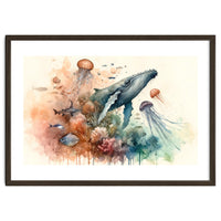 Whale And Jellyfish Watercolor