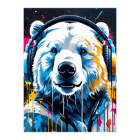 Polar Bear In Headphones, Graffiti (Print Only)