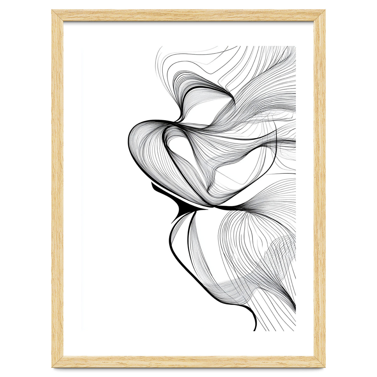 Abstract Black And White Swirls And Lines Flowing Art