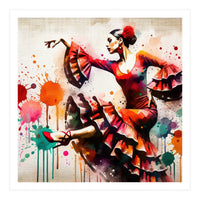 Fiery Flamenco Dancer In Motion (Print Only)