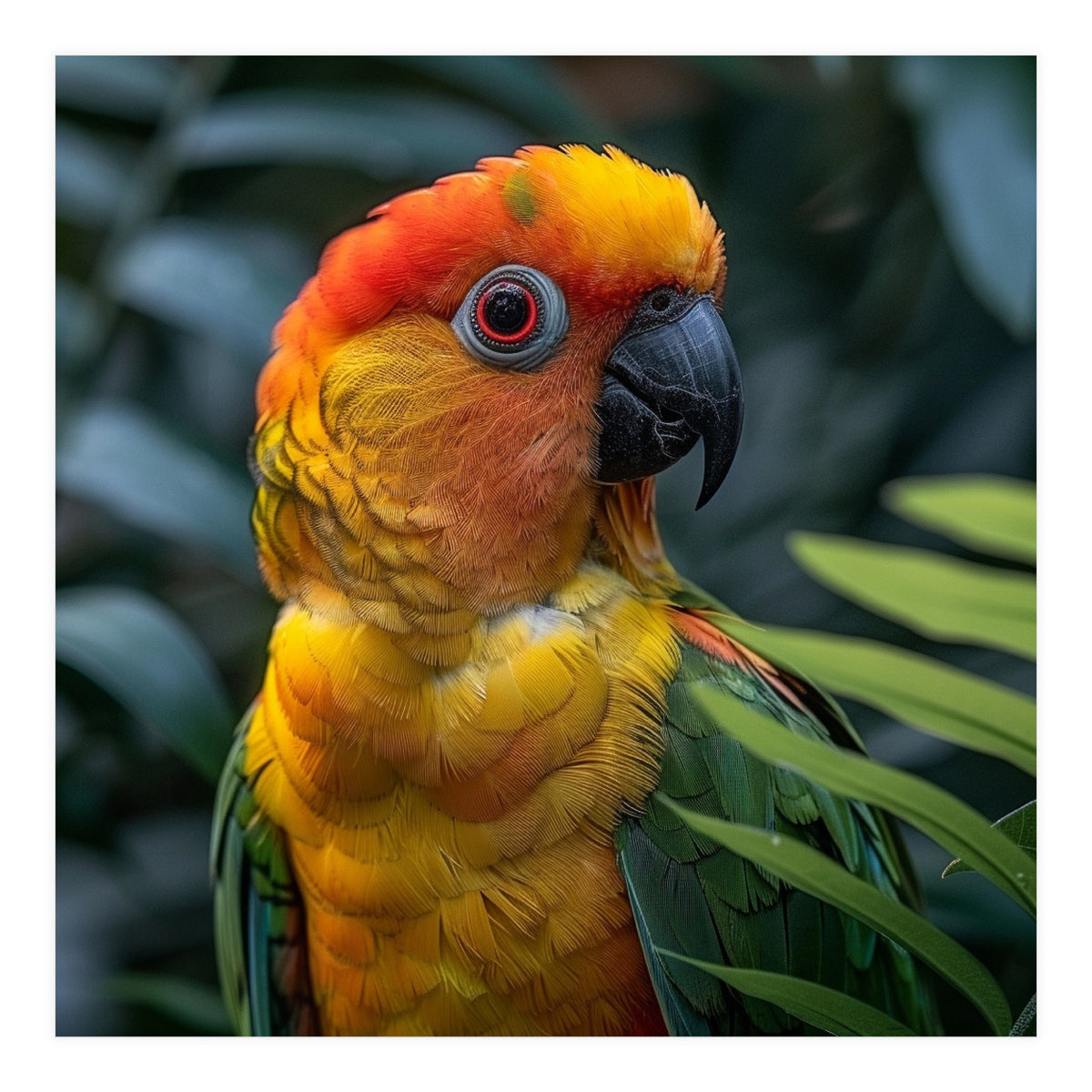 Close Up Of A Colorful Sun Conure Parrot (Print Only)
