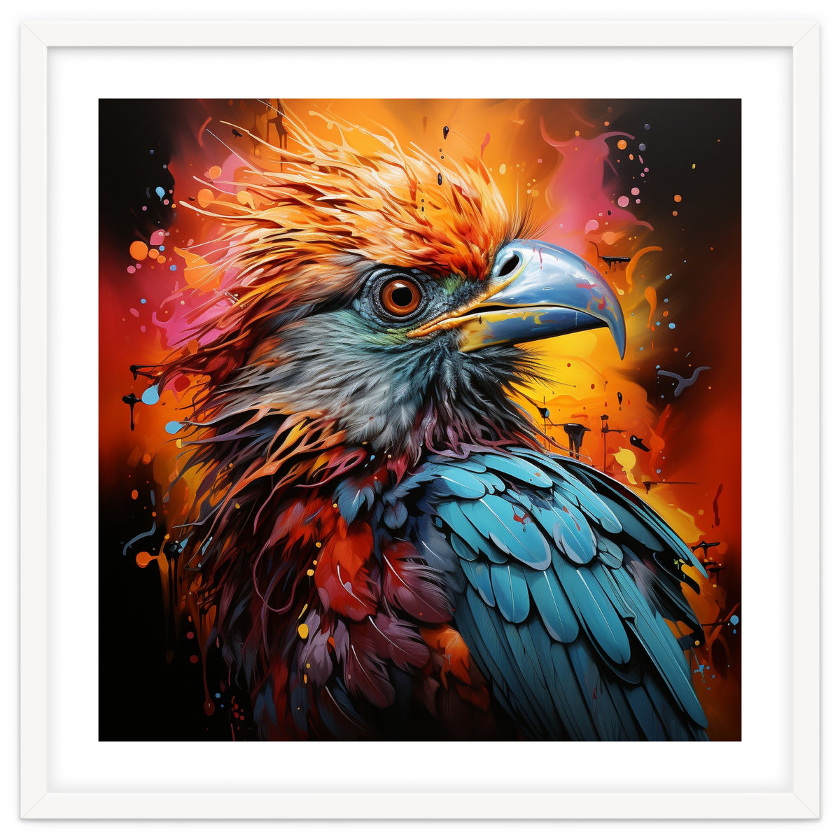 Vibrant Eagle Portrait Abstract Colorful Splatter Art