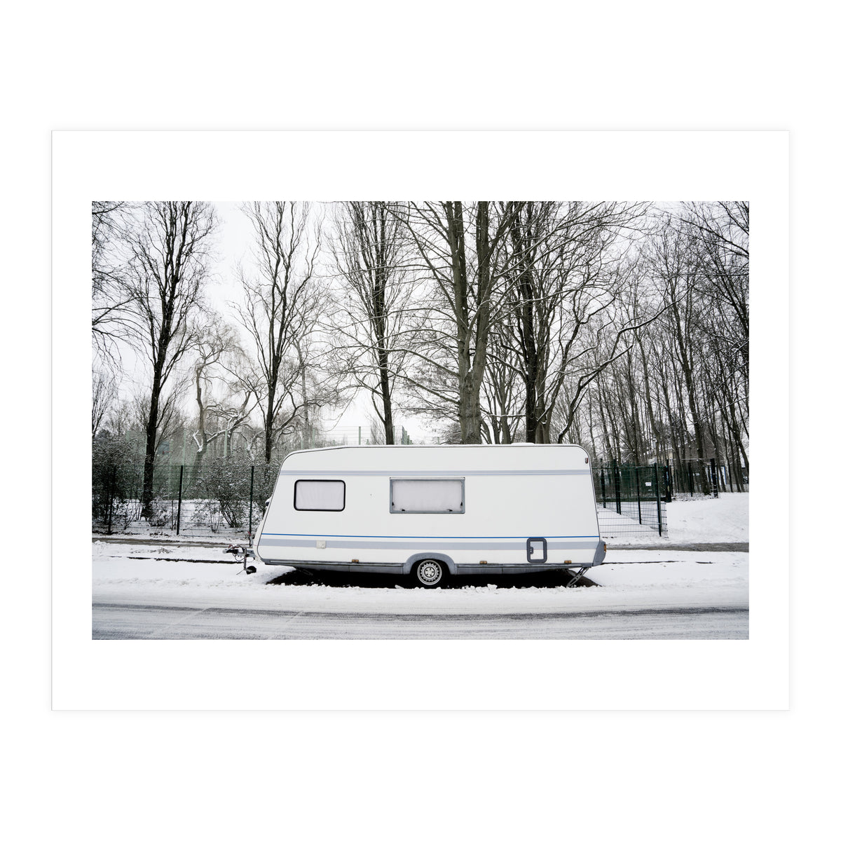 Travel Trailer in the snow road (Print Only)