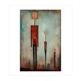 CITY HEIGHTS, three human-like forms of differing heights loom over the city below. (Print Only) thumbnail