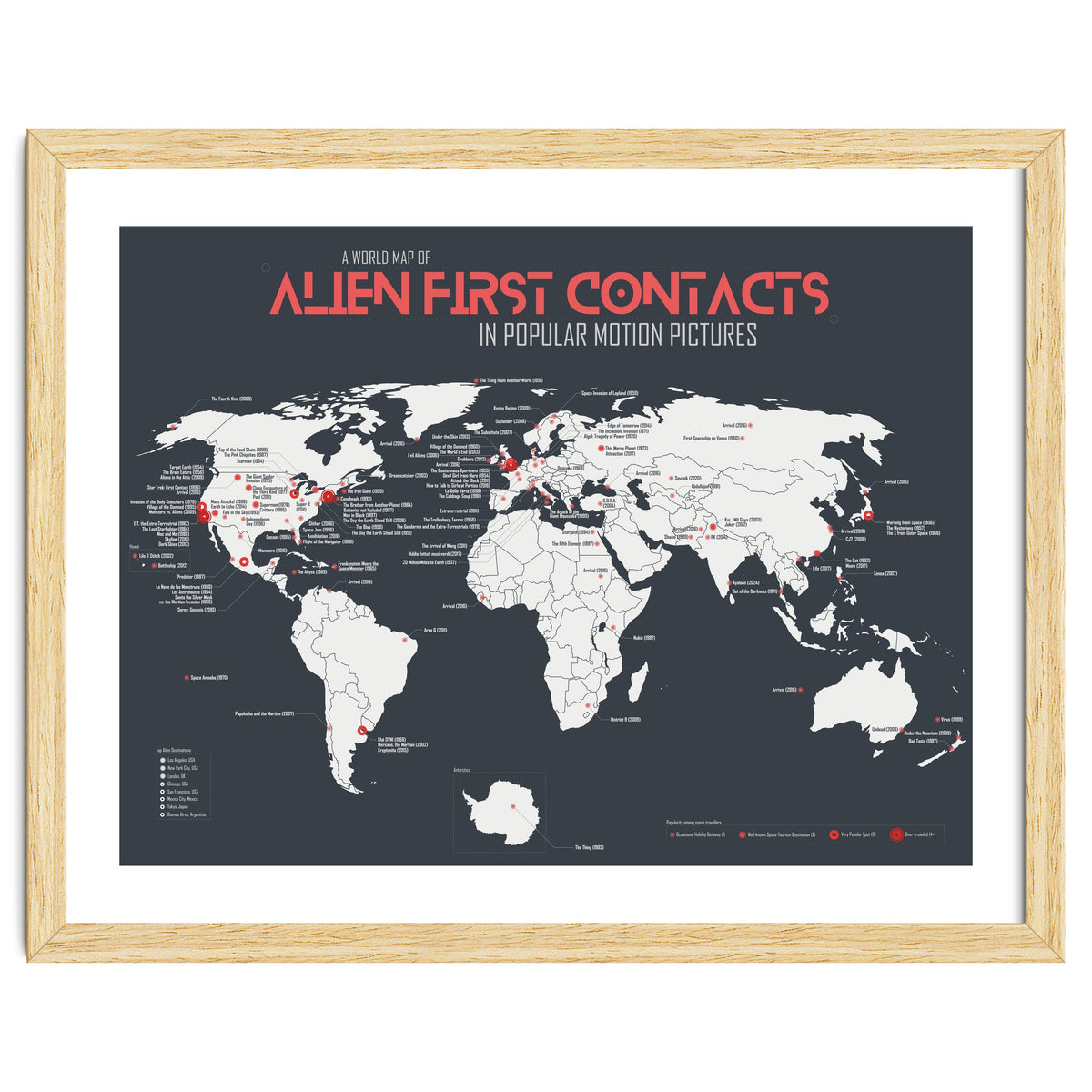 World Map of Alien First Contacts in Movies