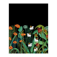 Dark Desires, Botanical Floral Nature Vintage Illustration, Eclectic Pop Of Color Plants, Bohemian Boho Garden (Print Only)