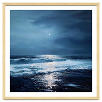 Midnight Seascape with Moonlight Reflecting