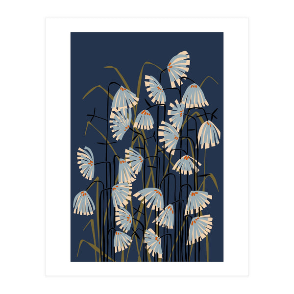 Linocut flower meadow blue (Print Only)