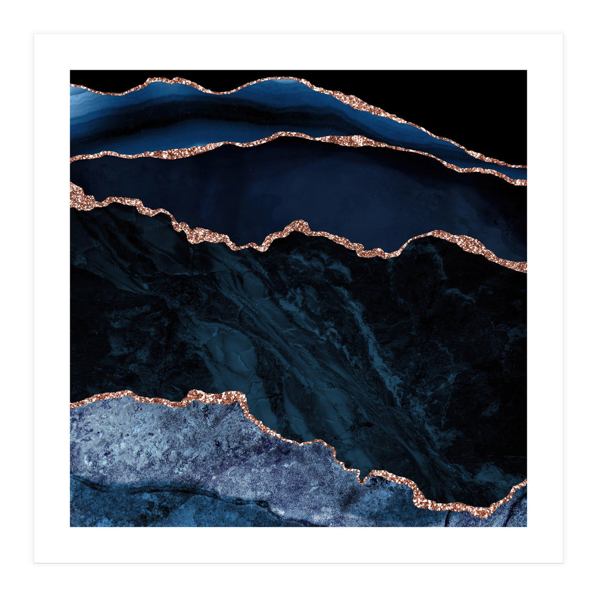 Navy & Rose Gold Agate Texture 02 (Print Only)