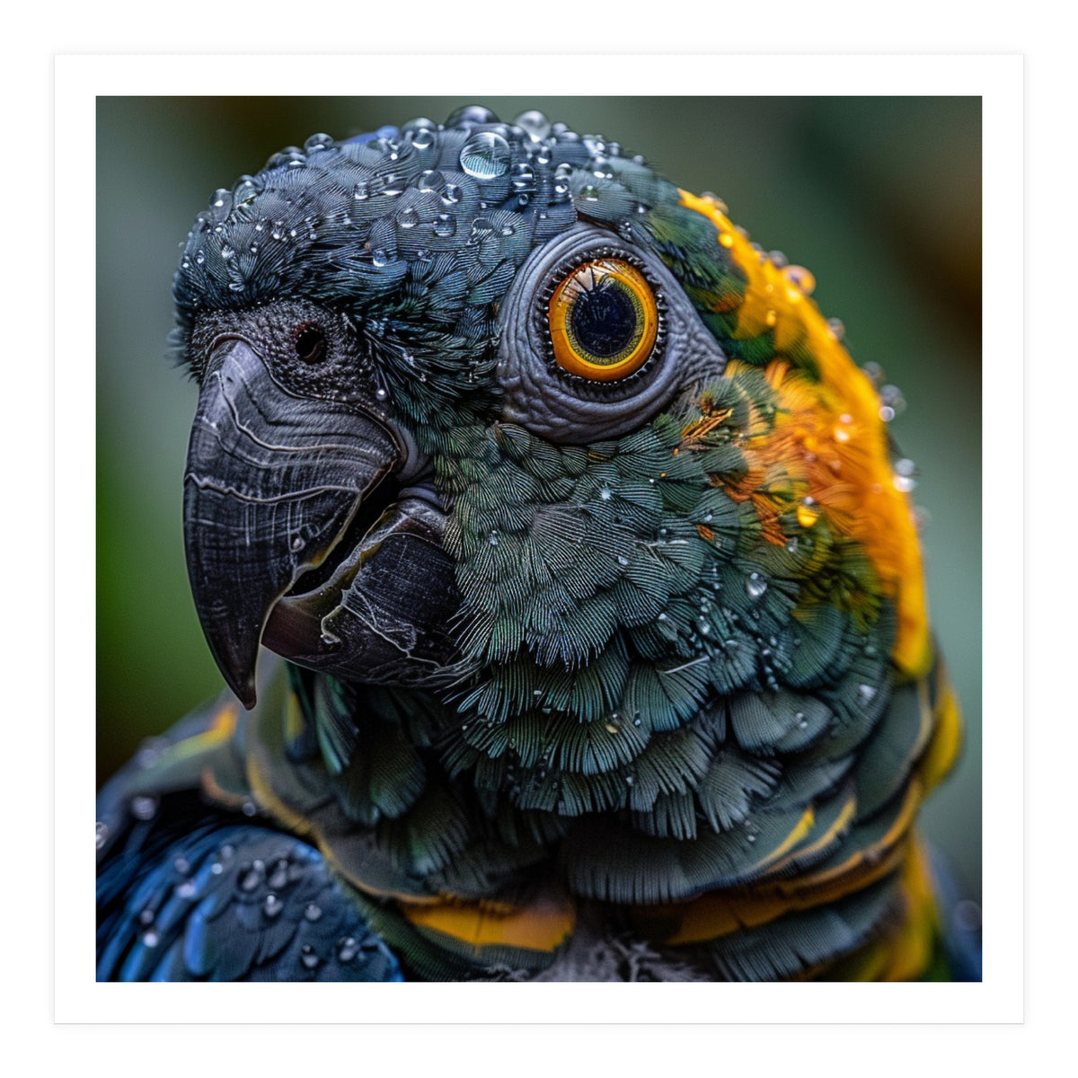 Close Up Of A Wet Macaw Parrot Head (Print Only)