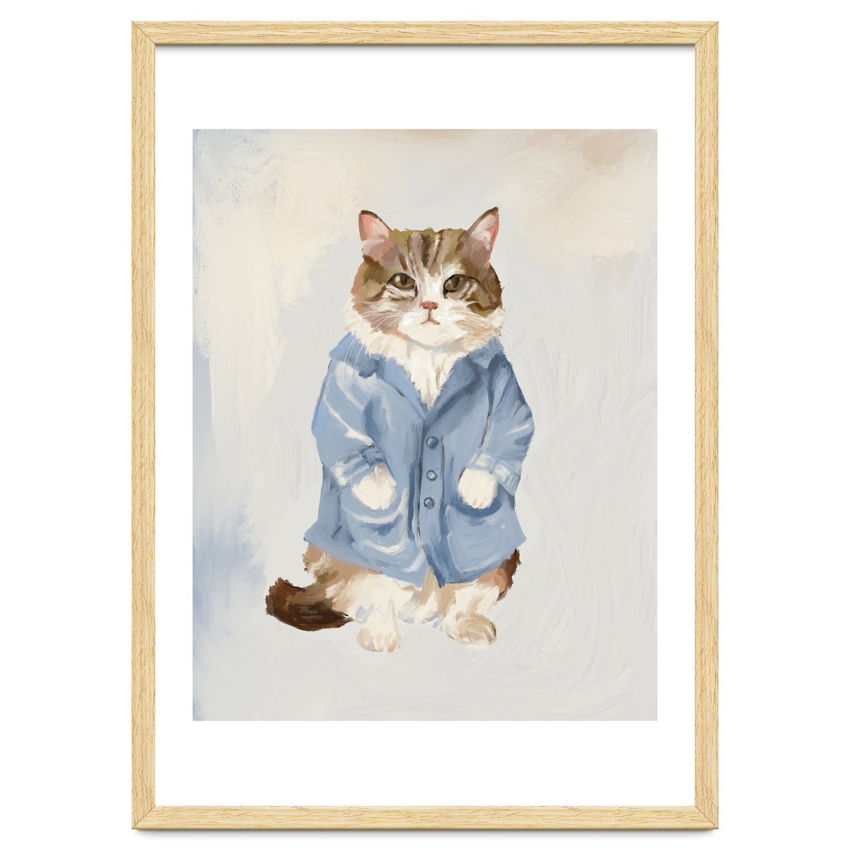 Sir James fluffy Tom cat in his blue pajamas oils