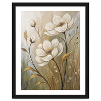Elegant White Anemone Floral Oil Painting