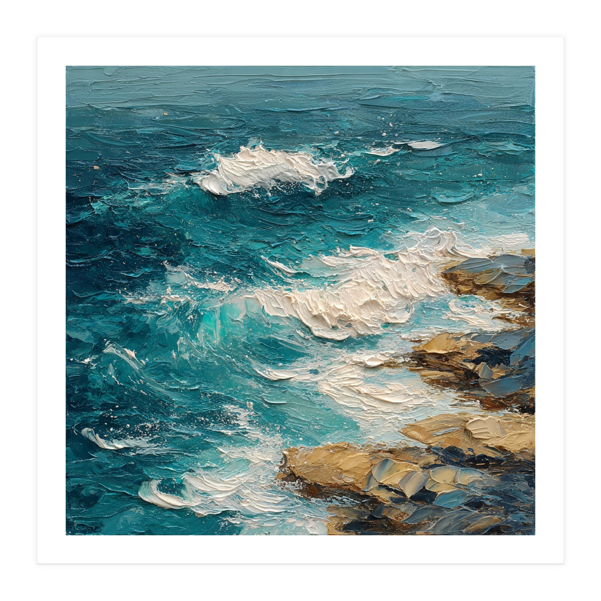 Dynamic Coastal Swell with Sculpted Turquoise Waves (Print Only)