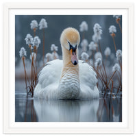 Swan Floating Serene On Calm Water