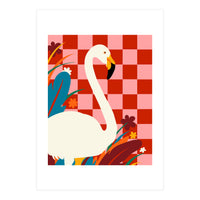 Checkers & The Great Egret, Wildlife Animals Maximalist Eclectic, Bold Heron Botanical Nature Jungle Bohemian (Print Only)