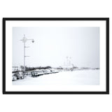 Street light and Bench in Winter snowscape thumbnail