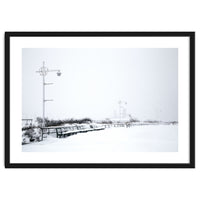 Street light and Bench in Winter snowscape