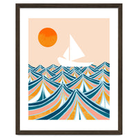 Set Sail, Ocean Boat Sailing Travel, Sea Cruise Summer Waves, Graphic Design Bohemian Modern Eclectic