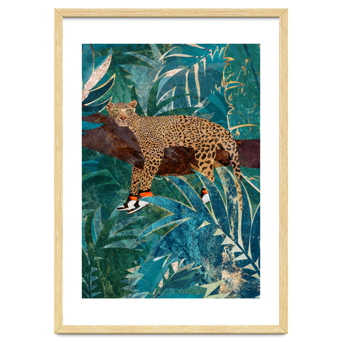 Leopard wearing shoes in the jungle