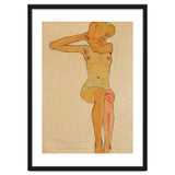 Seated female nude with raised right arm,1910 Gouache,. thumbnail