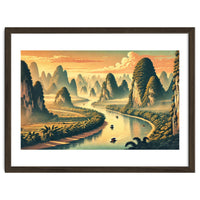 Vintage China, Guilin Karst Mountains Poster