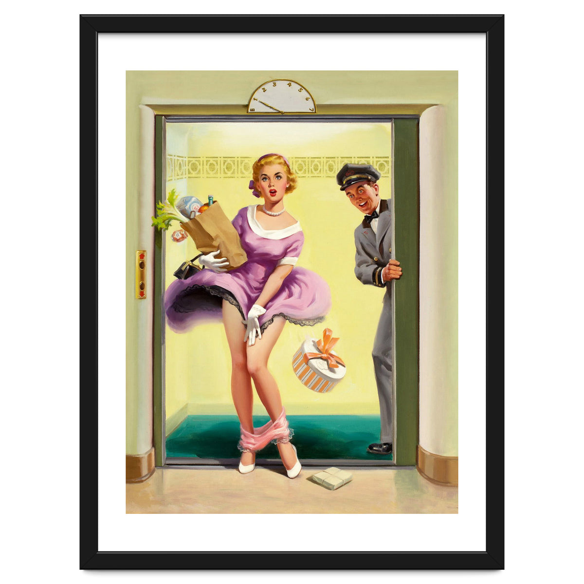 Pinup Sexy Girl Had Accident While Leaving The Elevator