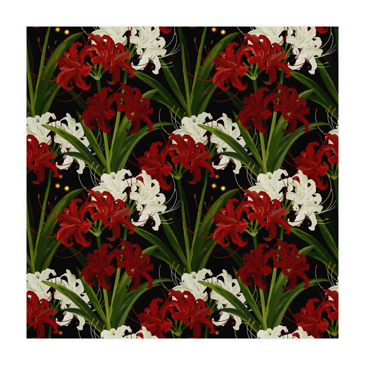 Red and White Spider Lily Flower Print Elegant Botanical Japanese Inspired Floral Artwork (Print Only)