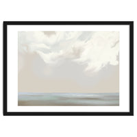 Abstract muted sea and clouds oil painting