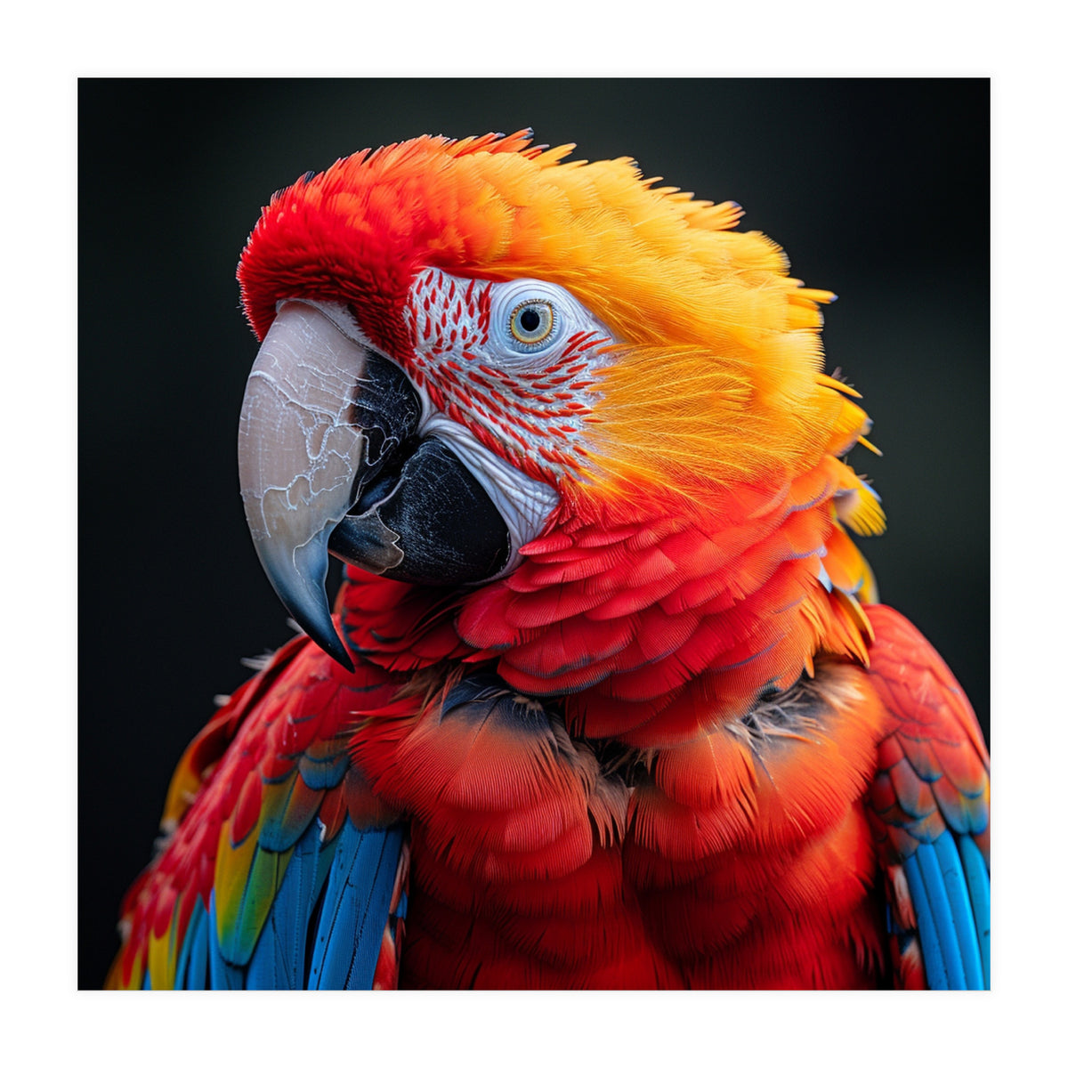Scarlet Macaw Parrot Portrait Vivid Colors (Print Only)