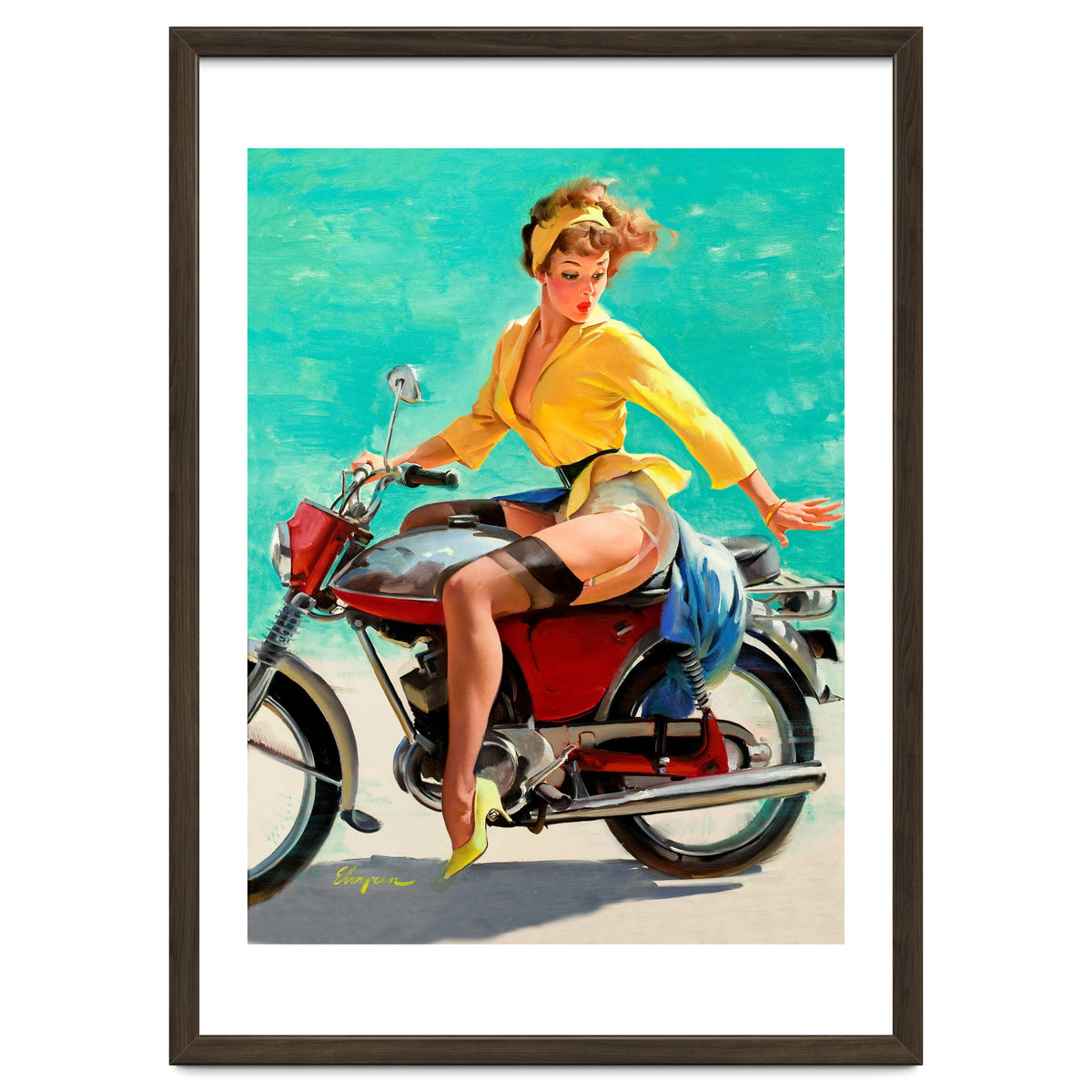 Pinup Sexy Motorcycle Girl